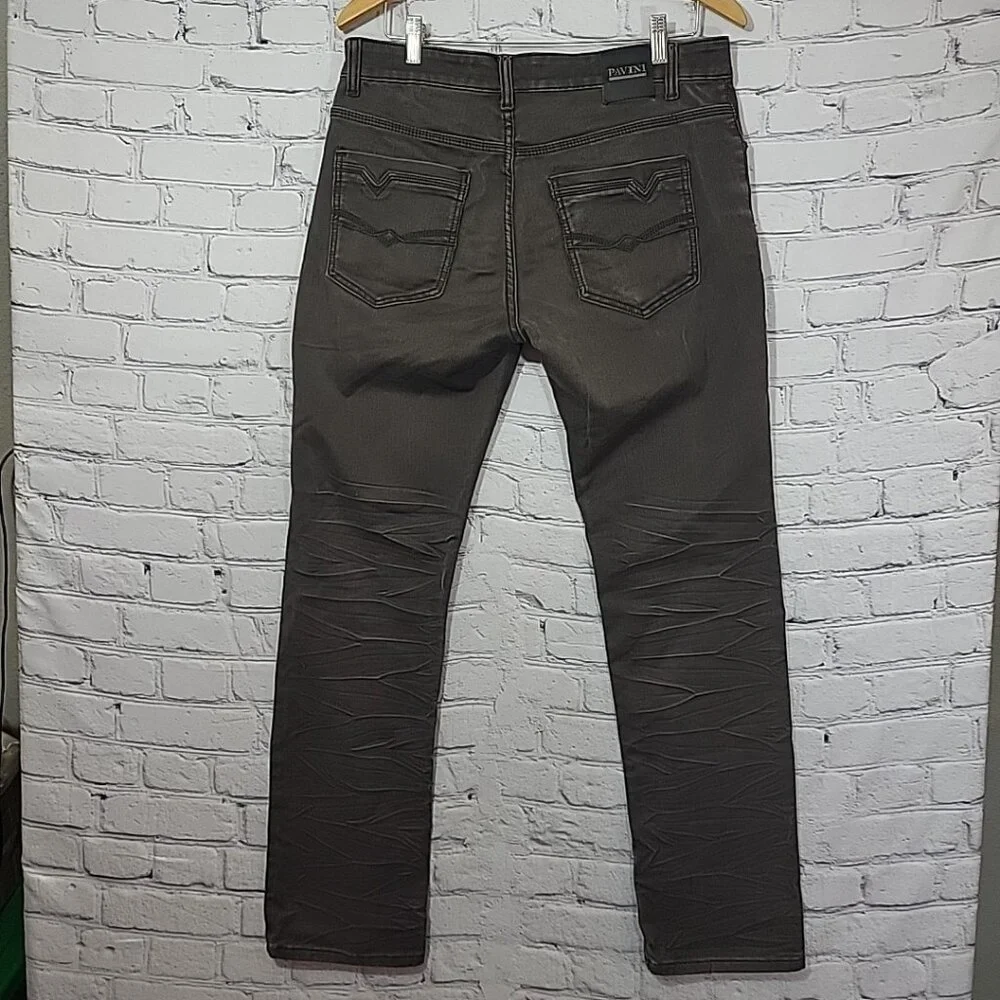 PAVINI Jeans Italian‎ Black Label Men's Classic Fit Straight Leg Jeans 33 Gray